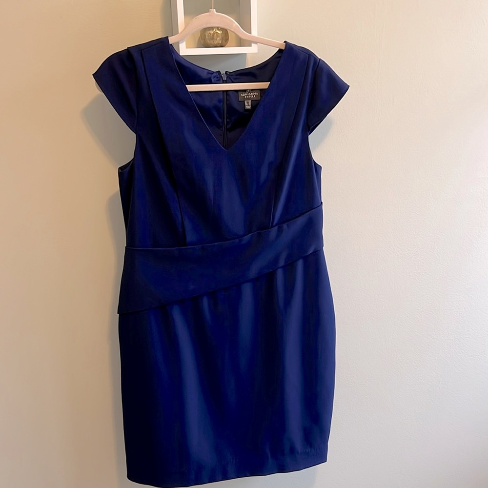 Adrianna Papell Navy Cap-Sleeve dress- Size 14
